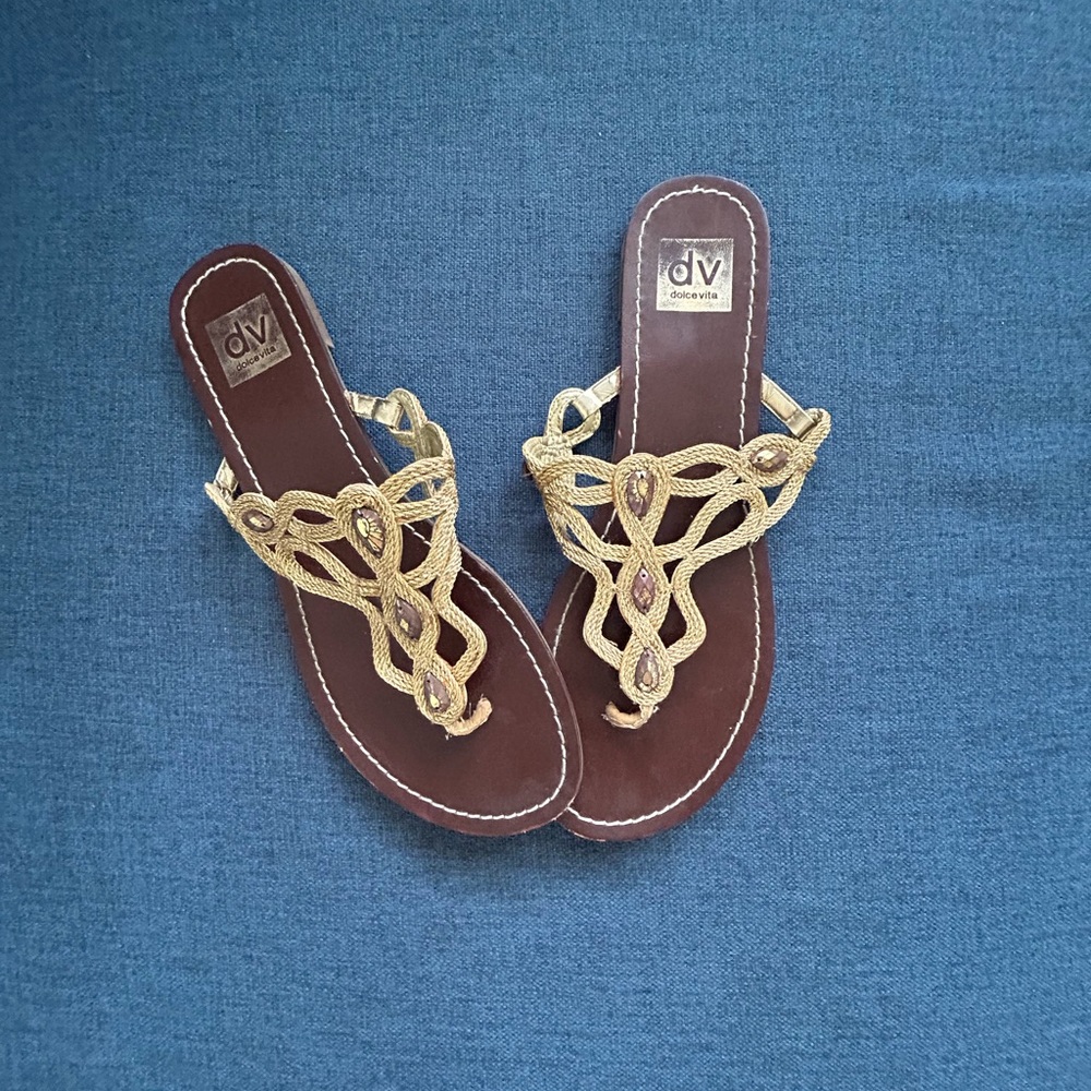 DV by Dolce Vita Gold and Brown Bohemian Sandals
